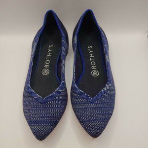 Rothys 9 - Indigo Blue White Heather Retired Pointed Shoes Flats, EUC
